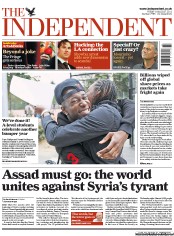 The Independent Newspaper Front Page (UK) for 19 August 2011