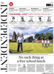 The Independent (UK) Newspaper Front Page for 19 August 2014