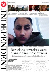 The Independent (UK) Newspaper Front Page for 19 August 2017