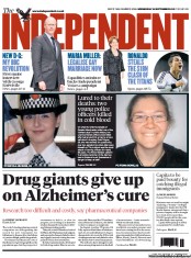 The Independent (UK) Newspaper Front Page for 19 September 2012