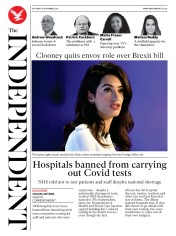 The Independent (UK) Newspaper Front Page for 19 September 2020