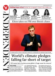 The Independent (UK) Newspaper Front Page for 19 September 2021