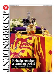 The Independent (UK) Newspaper Front Page for 19 September 2022