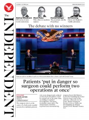 The Independent (UK) Newspaper Front Page for 1 October 2020