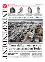 The Independent (UK) Newspaper Front Page for 1 October 2022