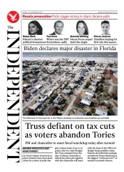 The Independent (UK) Newspaper Front Page for 1 October 2022