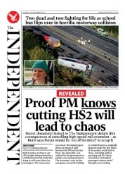 The Independent (UK) Newspaper Front Page for 1 October 2023
