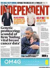 The Independent (UK) Newspaper Front Page for 1 November 2012