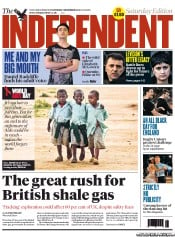 The Independent (UK) Newspaper Front Page for 1 December 2012