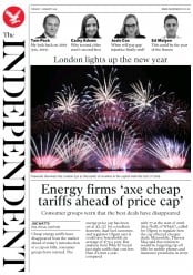 The Independent (UK) Newspaper Front Page for 1 January 2019