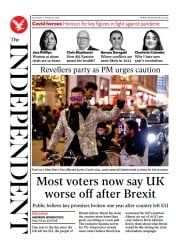 The Independent (UK) Newspaper Front Page for 1 January 2022