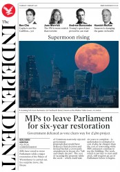 The Independent (UK) Newspaper Front Page for 1 February 2018