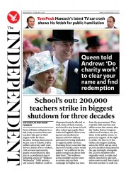 The Independent front page for 1 February 2023