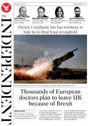 The Independent (UK) Newspaper Front Page for 1 March 2017