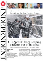 The Independent (UK) Newspaper Front Page for 1 March 2018