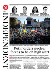 The Independent (UK) Newspaper Front Page for 1 March 2022