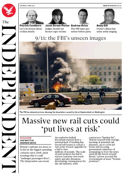 The Independent Newspaper Front Page (UK) for 1 April 2017