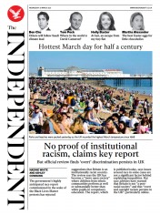 The Independent (UK) Newspaper Front Page for 1 April 2021