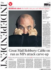 The Independent (UK) Newspaper Front Page for 1 May 2014
