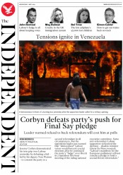 The Independent (UK) Newspaper Front Page for 1 May 2019