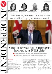 The Independent (UK) Newspaper Front Page for 1 May 2020