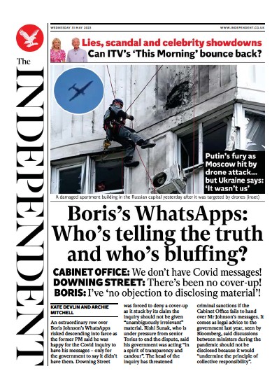 The Independent Newspaper Front Page (UK) for 1 June 2023