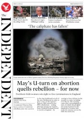 The Independent (UK) Newspaper Front Page for 1 July 2017