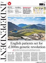 The Independent (UK) Newspaper Front Page for 1 August 2014