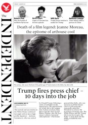 The Independent (UK) Newspaper Front Page for 1 August 2017