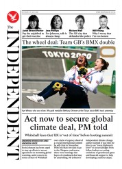 The Independent (UK) Newspaper Front Page for 1 August 2021