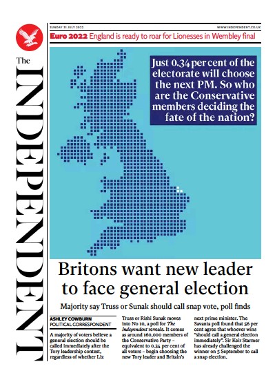 The Independent Newspaper Front Page (UK) for 1 August 2022