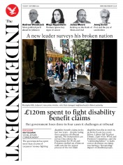 The Independent (UK) Newspaper Front Page for 1 September 2020