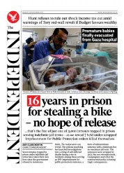 The Independent front page for 20 November 2023