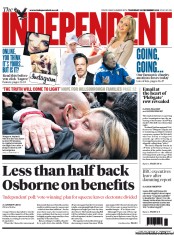 The Independent Newspaper Front Page (UK) for 20 December 2012