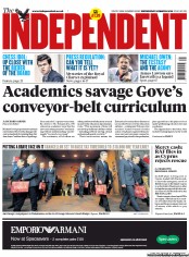 The Independent (UK) Newspaper Front Page for 20 March 2013