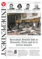 The Independent (UK) Newspaper Front Page for 20 April 2016