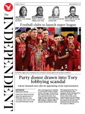 The Independent (UK) Newspaper Front Page for 20 April 2021