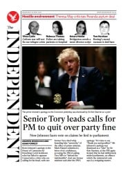 The Independent (UK) Newspaper Front Page for 20 April 2022