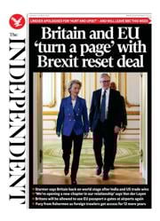 The Independent front page for 20 May 2025