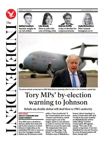 The Independent Newspaper Front Page (UK) for 20 June 2022