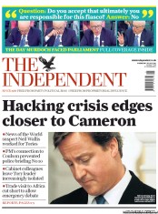 The Independent (UK) Newspaper Front Page for 20 July 2011