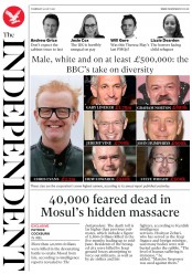 The Independent (UK) Newspaper Front Page for 20 July 2017