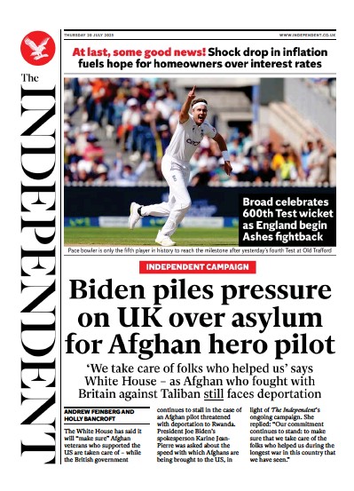 The Independent Newspaper Front Page (UK) for 20 July 2023