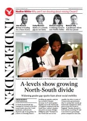 The Independent (UK) Newspaper Front Page for 20 August 2022