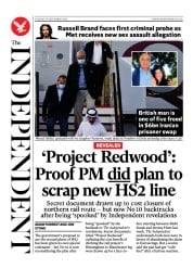 The Independent front page for 20 September 2023