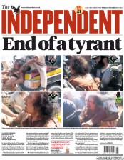 The Independent Newspaper Front Page (UK) for 21 October 2011