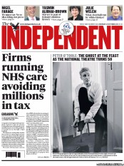 The Independent Newspaper Front Page (UK) for 21 October 2013