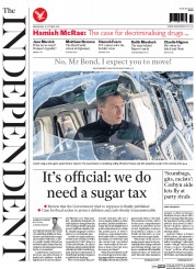 The Independent (UK) Newspaper Front Page for 21 October 2015