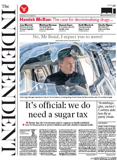 The Independent Newspaper Front Page (UK) for 21 October 2015