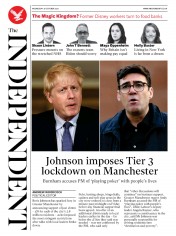 The Independent (UK) Newspaper Front Page for 21 October 2020